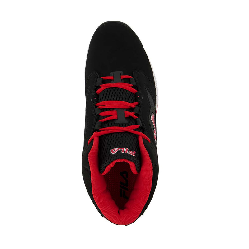 Fila black and hot sale red shoes