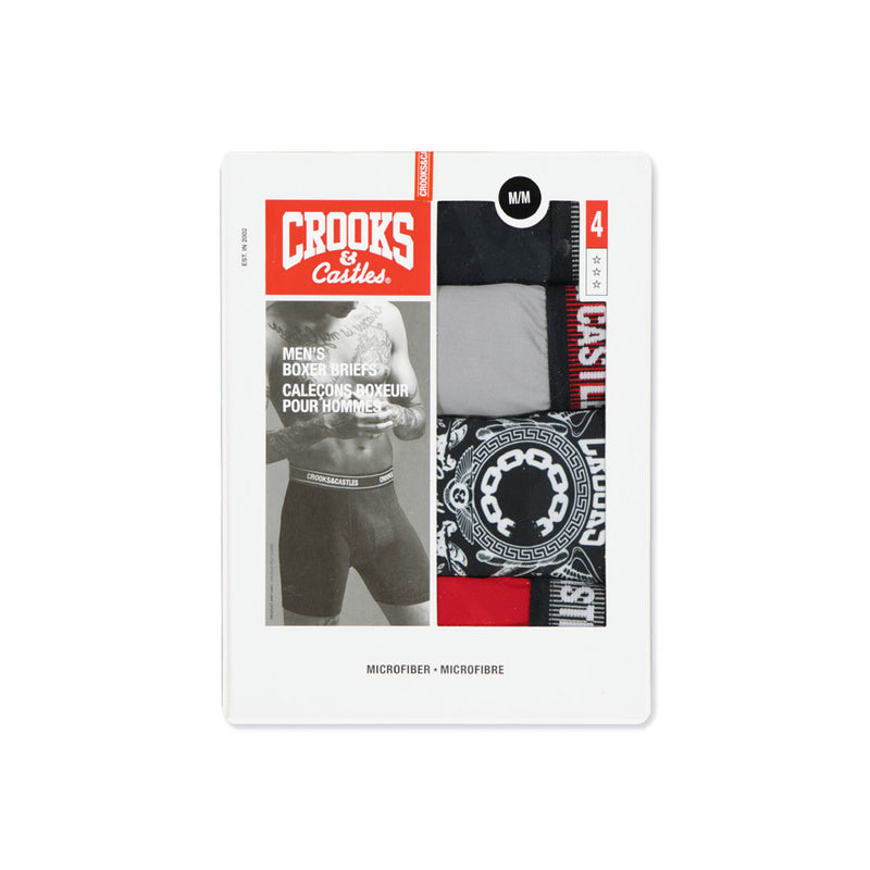 Crooks &amp; Castles - Lot de 4 boxers pour hommes (UMCC007-TGR) 