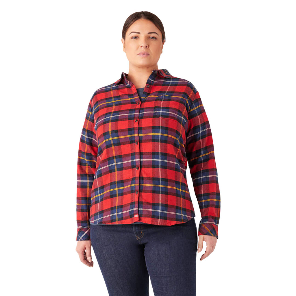 Dickies - Chemise en flanelle à carreaux à manches longues pour femme (grande taille) (FLW075A1D) 