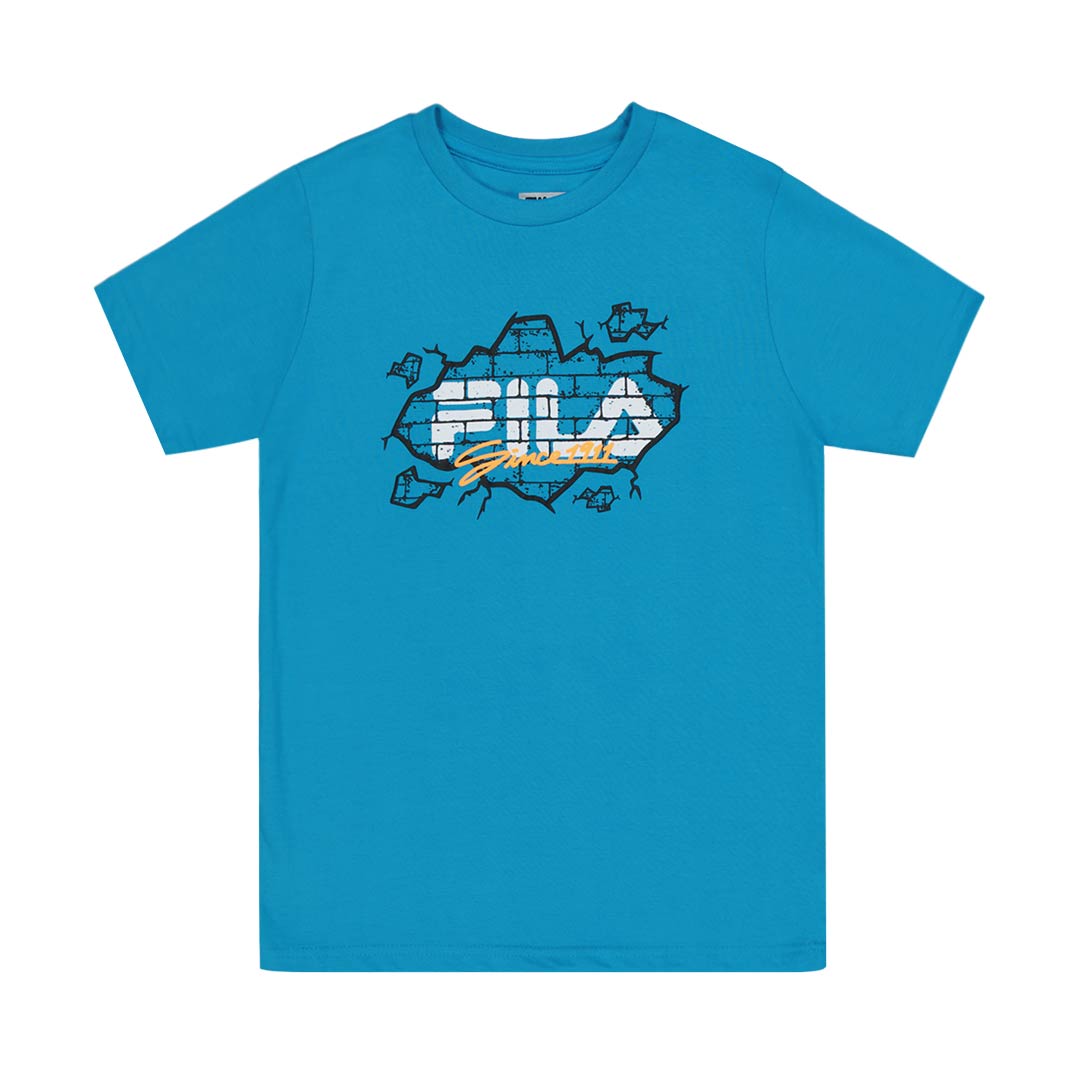 FILA Kids Junior Logo Graphic T Shirt 82FB99 BLU Blue L 14 16