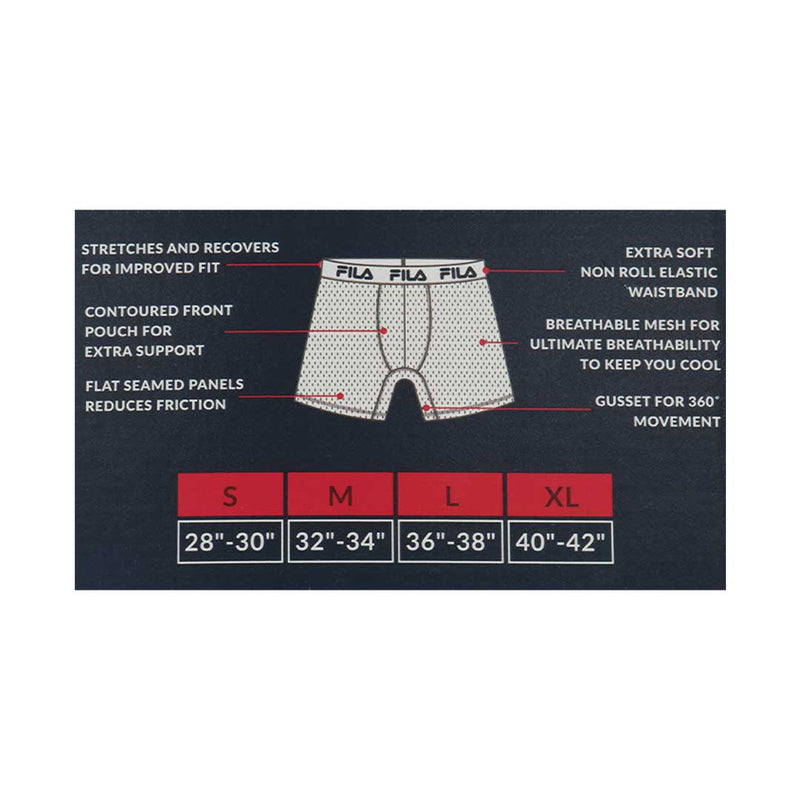 FILA - Lot de 4 boxers pour hommes (FM412BXPM8 600)