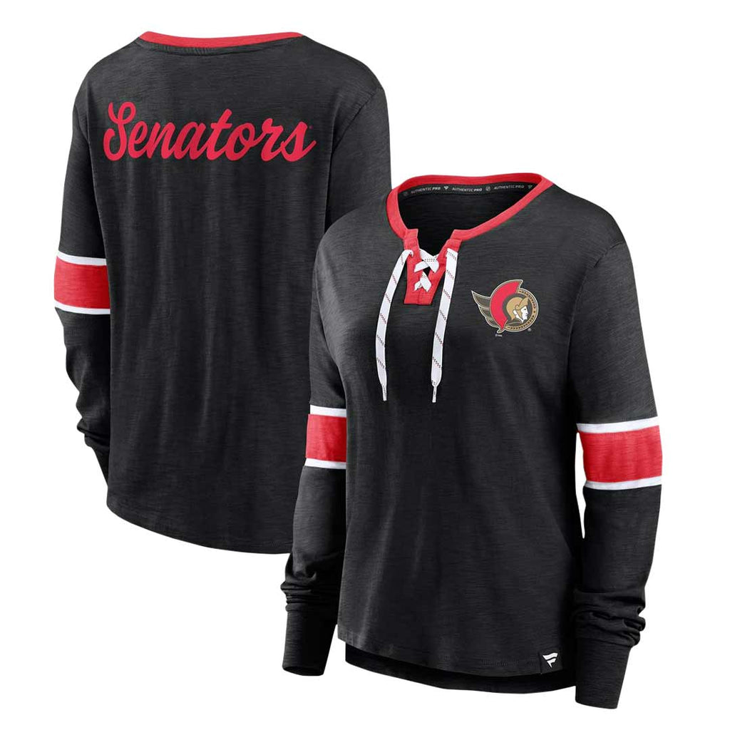 Fanatics - Women's Ottawa Senators Lace Up Long Sleeve T-Shirt (3ZCD 891N 2G2 3NB)