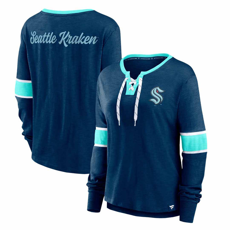 Fanatics - Women's Seattle Kraken Lace Up Long Sleeve T-Shirt (3ZCD EN43 2GO 3NB)