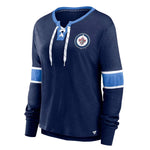 Fanatics - T-shirt à manches longues et lacets pour femme des Jets de Winnipeg (3ZCD 933J 2GN 3NB)