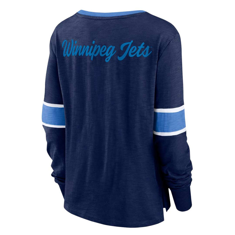 Fanatics - T-shirt à manches longues et lacets pour femme des Jets de Winnipeg (3ZCD 933J 2GN 3NB)