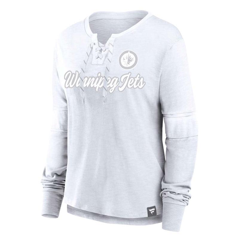 Fanatics - T-shirt à manches longues et lacets pour femme des Jets de Winnipeg (3ZCD EN53 2GN 77Q)