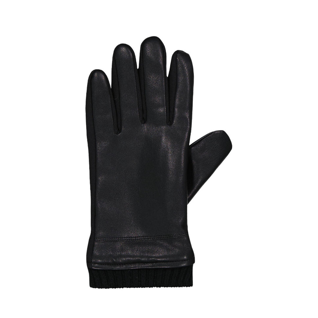 Isotoner - Men's Faux Nappa Gloves Wth Knit Ribbed Cuff (7H622 BLK)