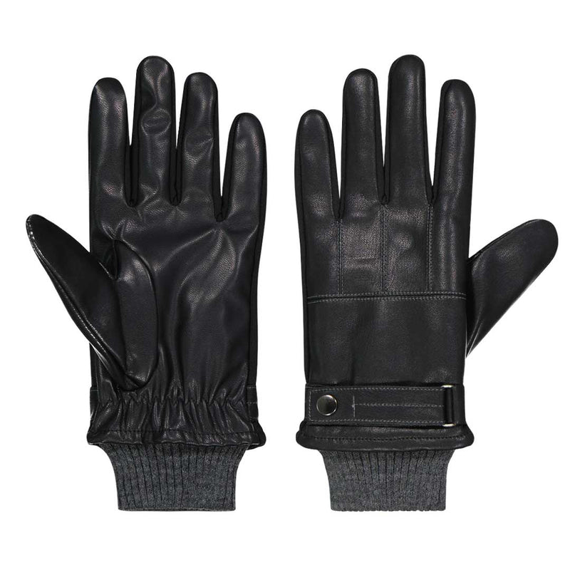 Isotoner - Men's Stretch Faux Nappa Gloves With Knit Cuff (7H221 BLK)