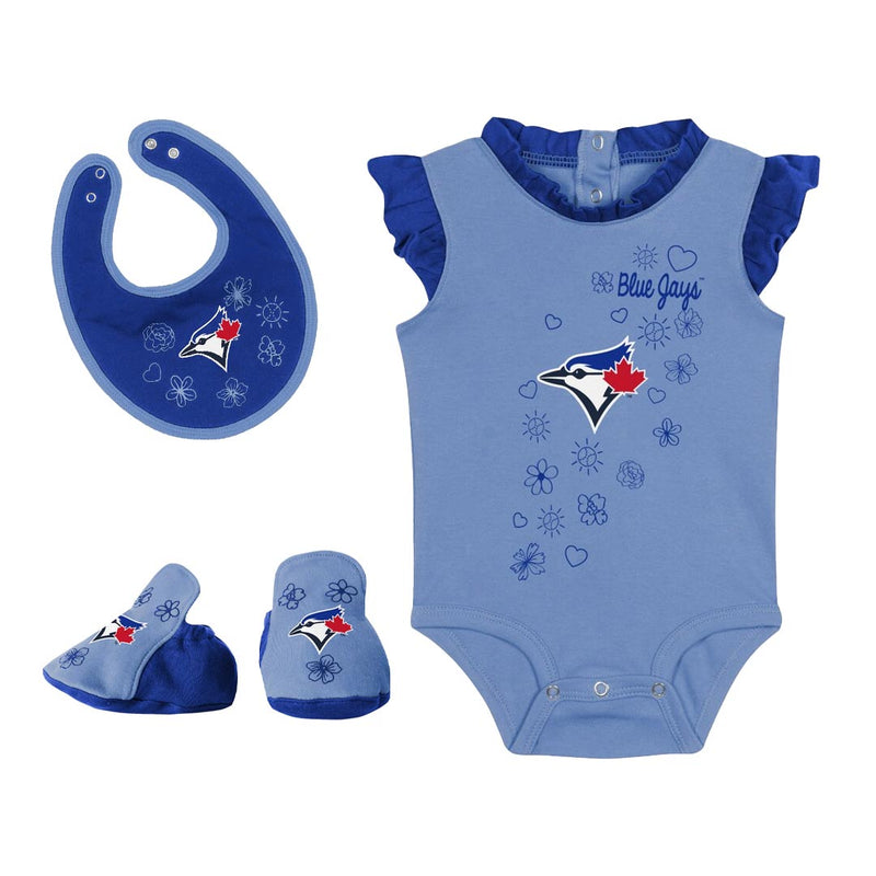 MLB - Girls' (Infant) Toronto Blue Jays Happy Baseball 3 Piece Creeper Set (HK3N1SC4C TBJ)