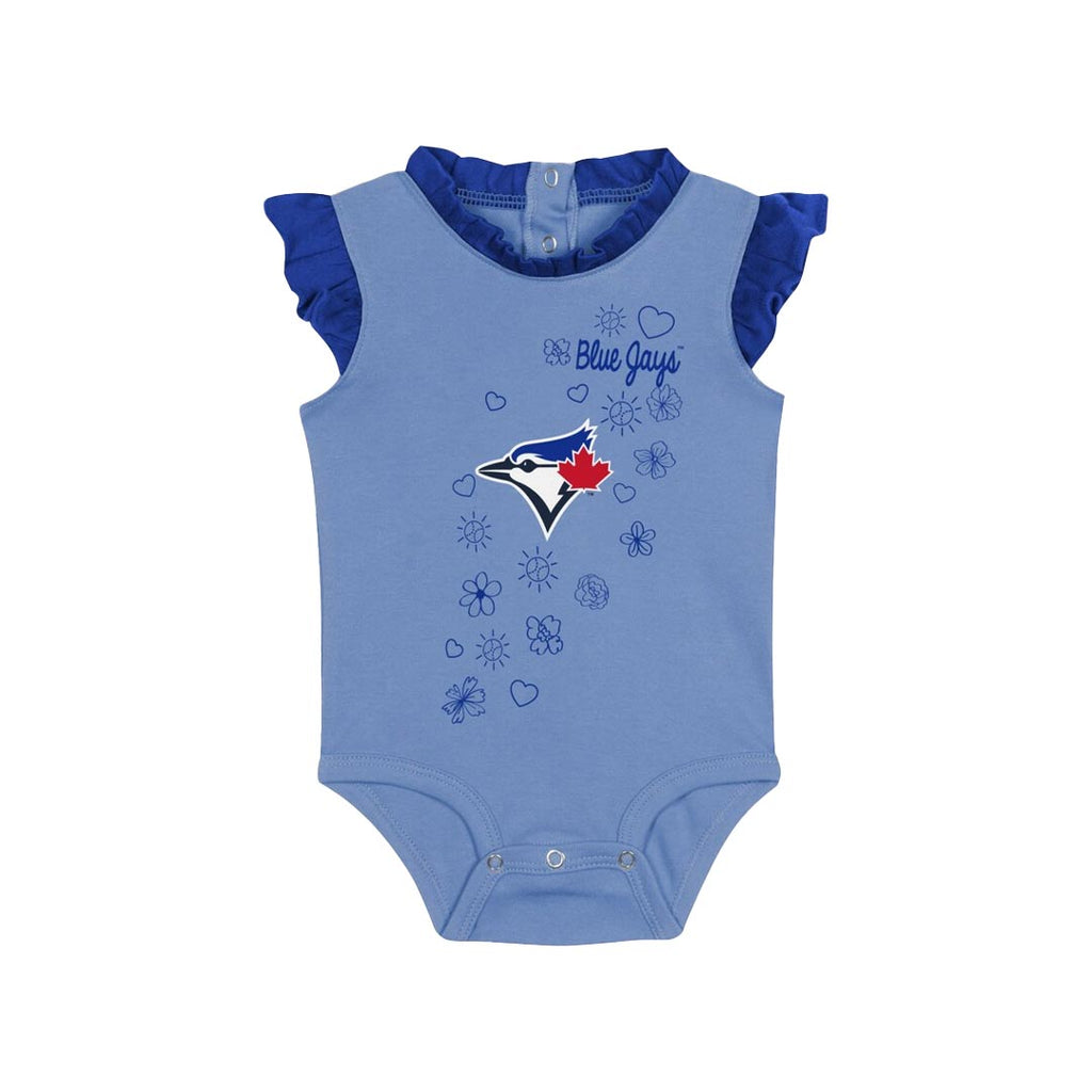 MLB - Girls' (Infant) Toronto Blue Jays Happy Baseball 3 Piece Creeper Set (HK3N1SC4C TBJ)