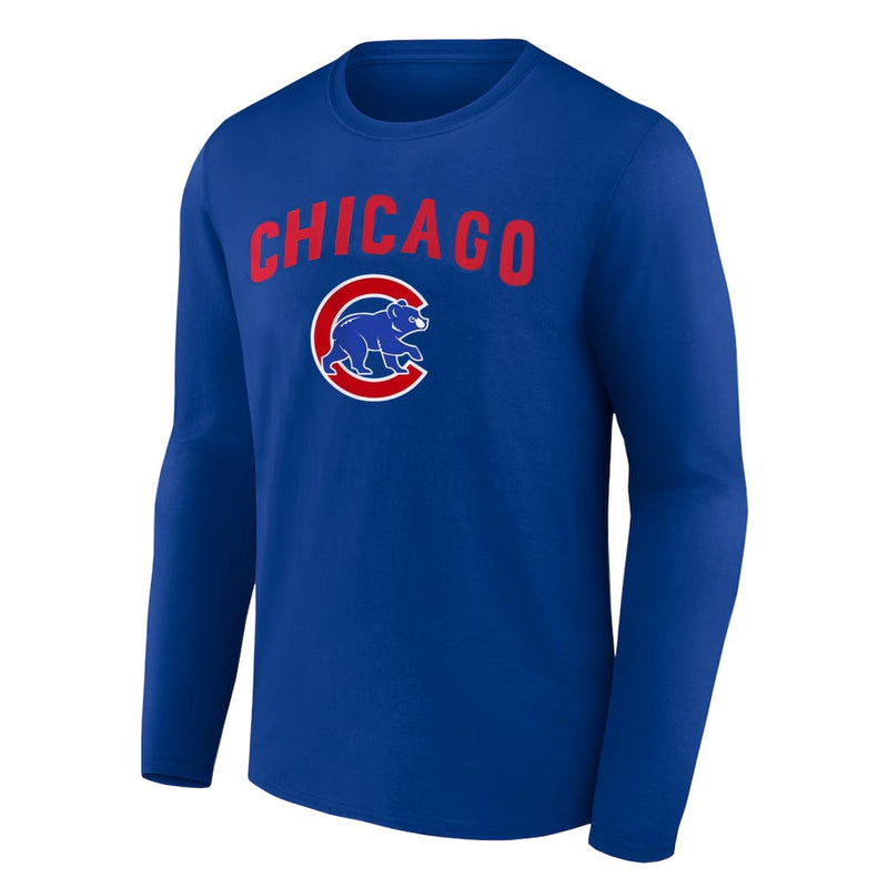 Fanatics - Men's Chicago Cubs Wordmark Small Logo Long Sleeve T-Shirt (QFC5 1746 EJ K07)