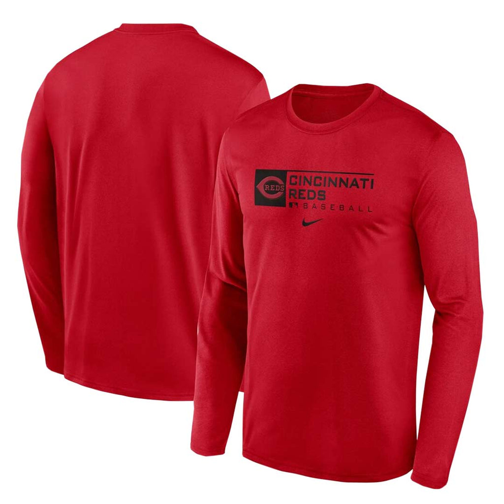 MLB - T-shirt Dri-Fit à manches longues pour homme des Reds de Cincinnati (NKAY 62Q RED KT6)