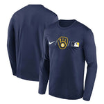 MLB - Men's Milwaukee Brewers Long Sleeve Retro Logo T-Shirt (NKAY 44B MZB ITI)