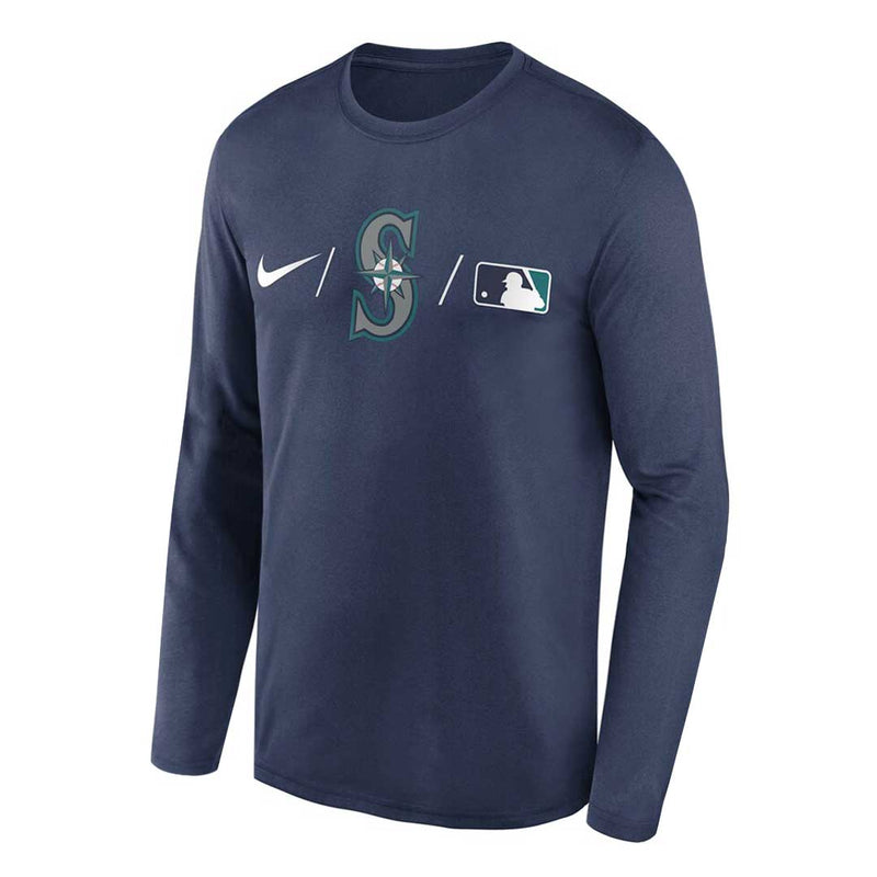 MLB - T-shirt à manches longues pour homme avec petit logo des Mariners de Seattle (NKAY 44B MVR ITI)