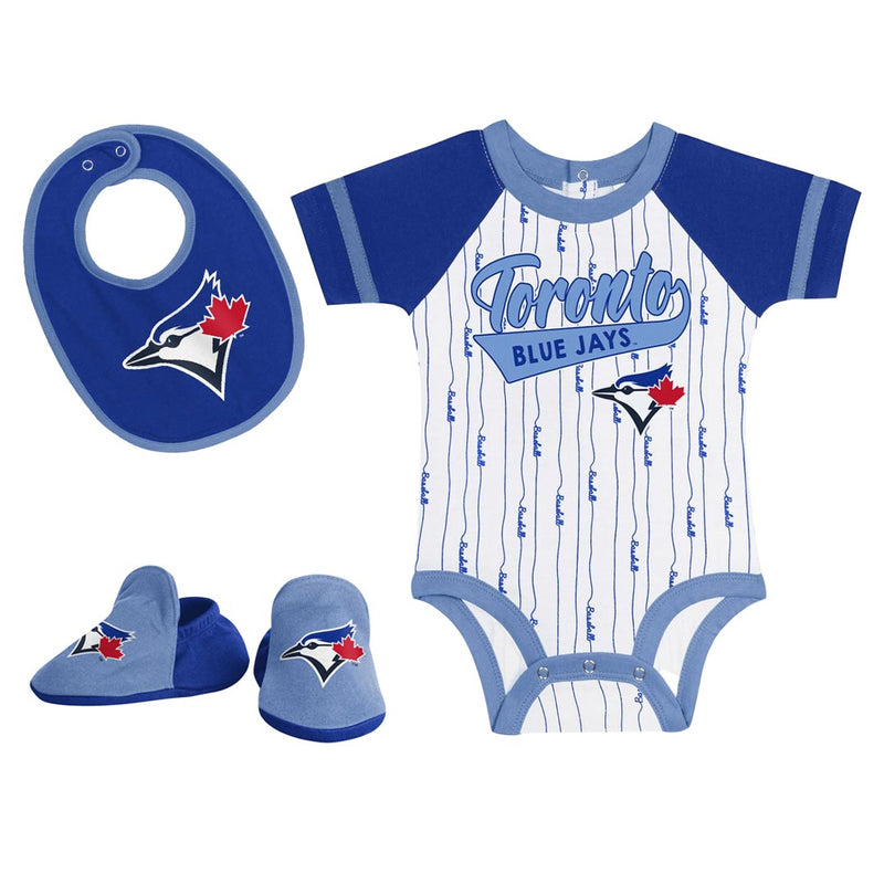 MLB - Kids' (Infant) Toronto Blue Jays Base Hitter 3 Piece Creeper Set (HK3N1SC3Y TBJ)