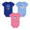 MLB - Girls' (Infant) Toronto Blue Jays Home Run Baby 3 Pack Creeper Set (HK3N1SC4A TBJ)