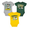 NFL - Pack de 3 Packers de Green Bay Packers pour enfants (bébés) Ensemble Creeper Disney Game Time (HK1N1FF3U PCK)