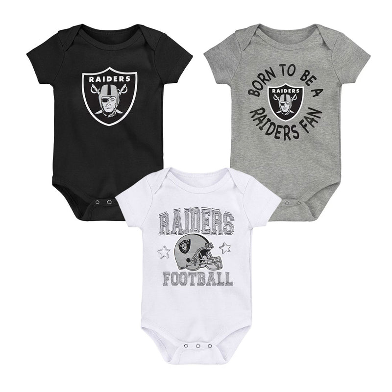 NFL - Kids' (Infant) Las Vegas Raiders Born To Be 3 Pack Creeper Set (HK1N1FGA7 RAI)