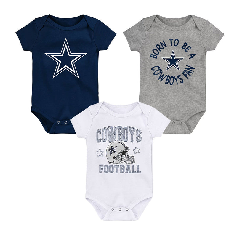 NFL - Kids' (Infant) Dallas Cowboys Born To Be 3 Pack Creeper Set (HK1N1FGA7 COW)