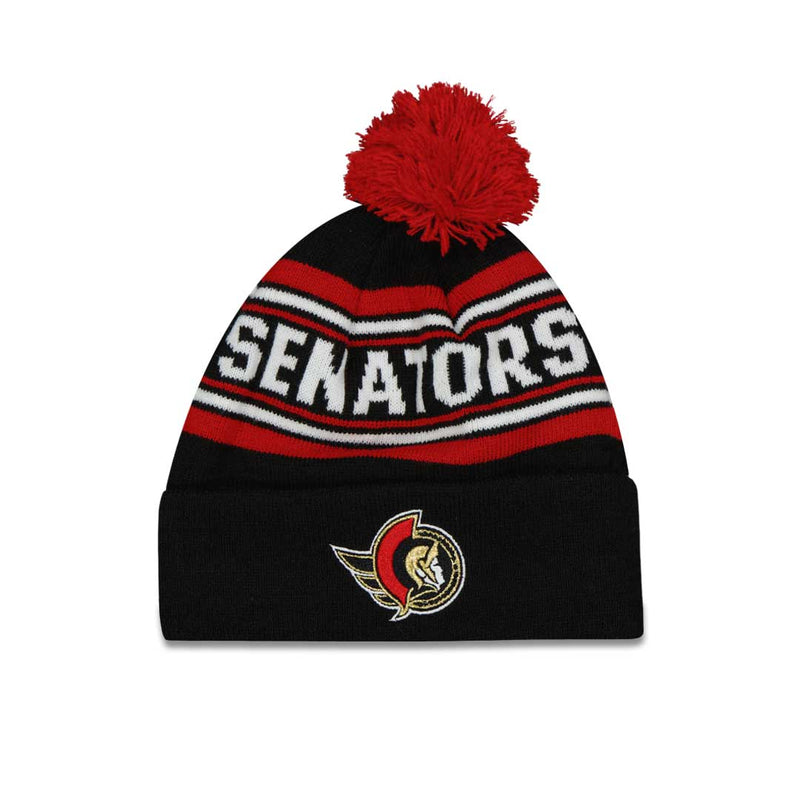 NHL - Kids' Ottawa Senators Wordmark Jacquard Pom Knit Hat (HK5BRHANJF20 SEN)