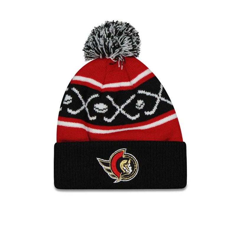 LNH - Tuque en tricot à revers et pompon pour enfant (bébé) des Sénateurs d'Ottawa (HK5IOHAUKF20 SEN)