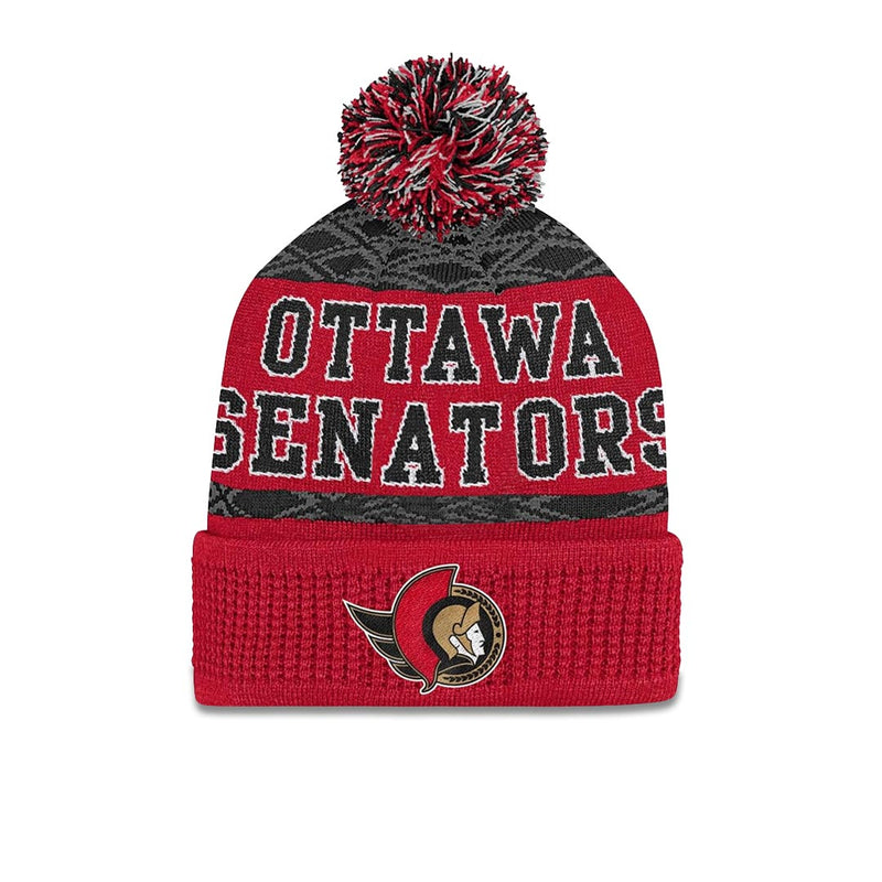 LNH - Tuque en tricot à motif de rondelle des Sénateurs d'Ottawa pour enfants (jeunes) (HK5BOHCD2F20 SEN)