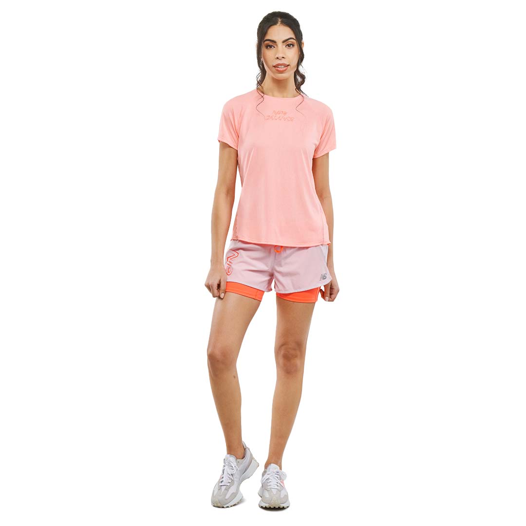 Cute NEW BALANCE women's running shorts size medium pink/ yellow/ white