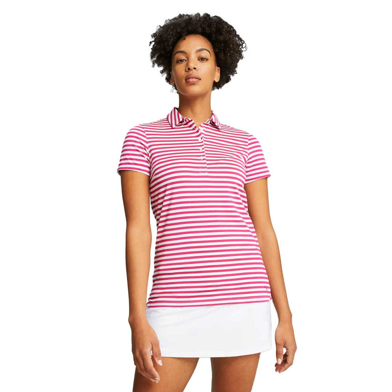 Puma - Polo de golf à manches courtes MATTR Somer Stripe pour femme (621880 07)