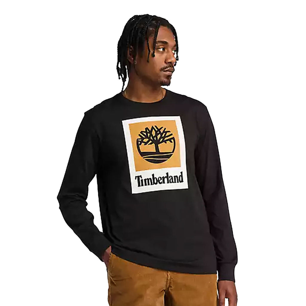 Timberland - T-shirt à manches longues avec logo Stack pour homme (TB0A5VBB 001)