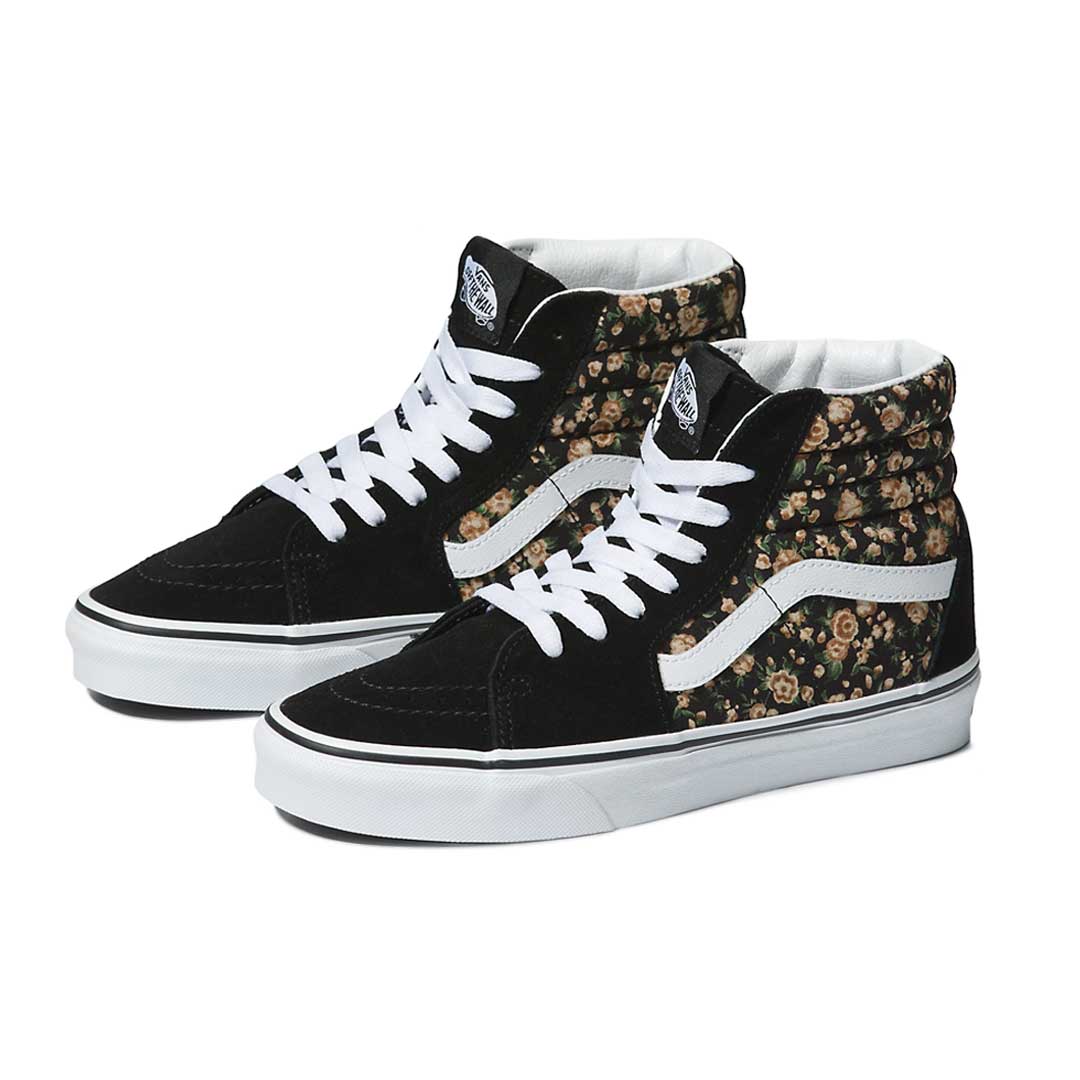 Black vans roses best sale