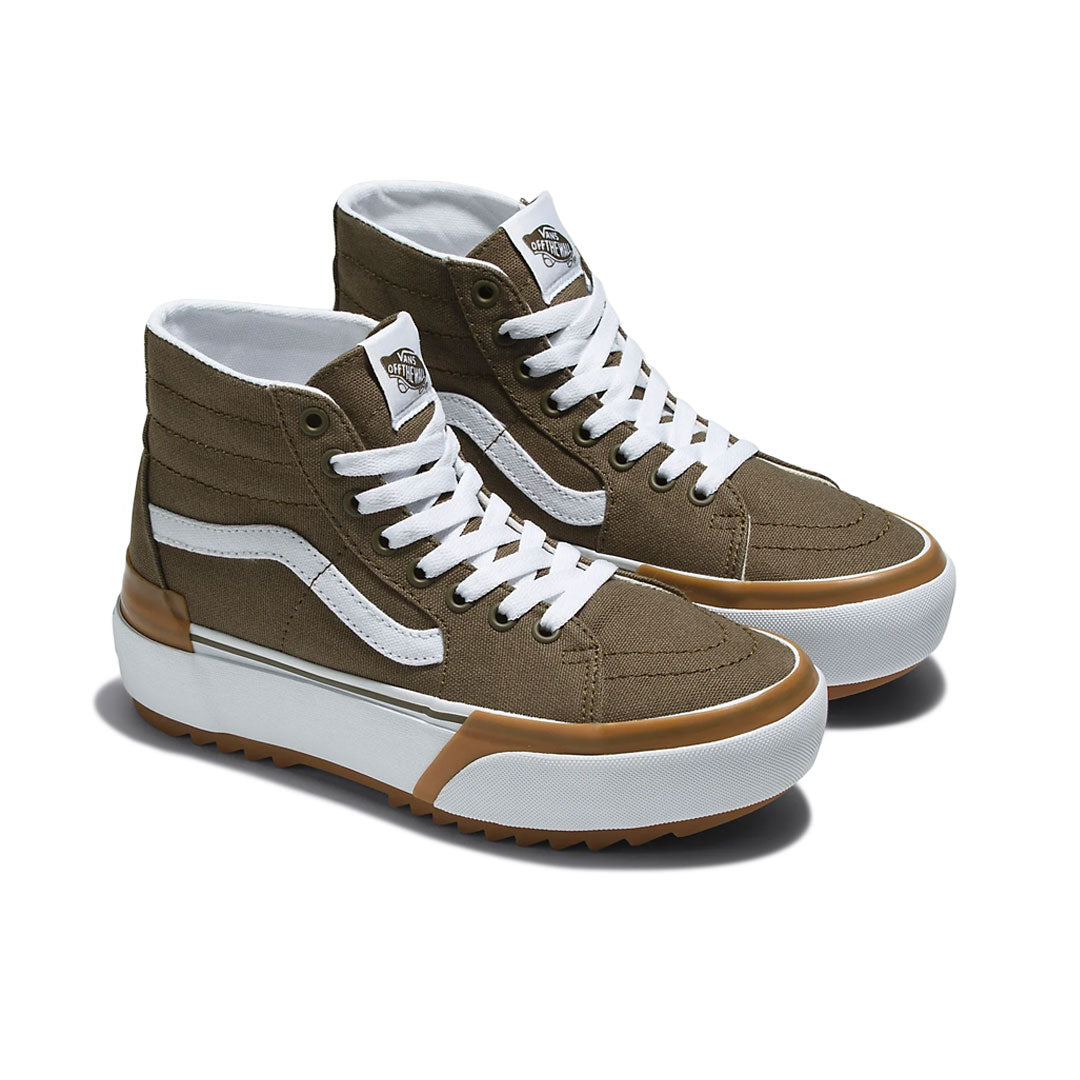 Blue and brown high top vans best sale