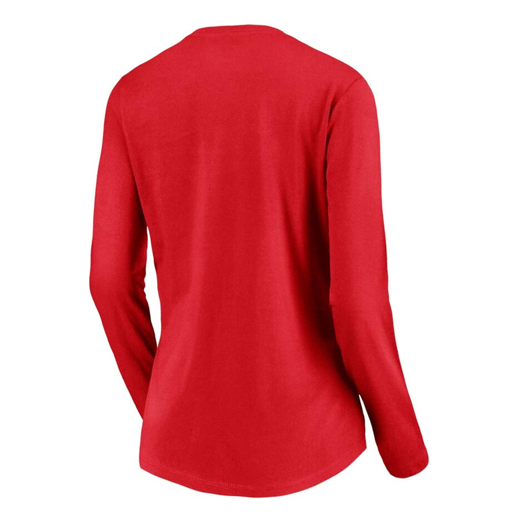 Women's Long Sleeve V-Neck T-Shirt (FANATICS0423-W-LSTEE-RED)