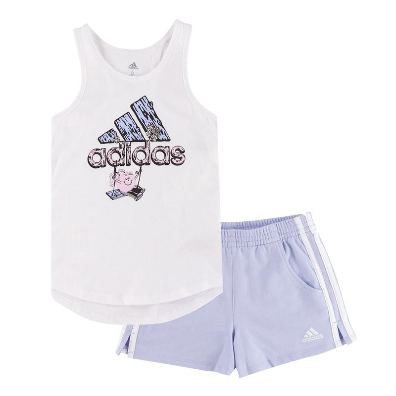 adidas - Girls' Allover Print Bike Shorts & Tank Set (GB9191)