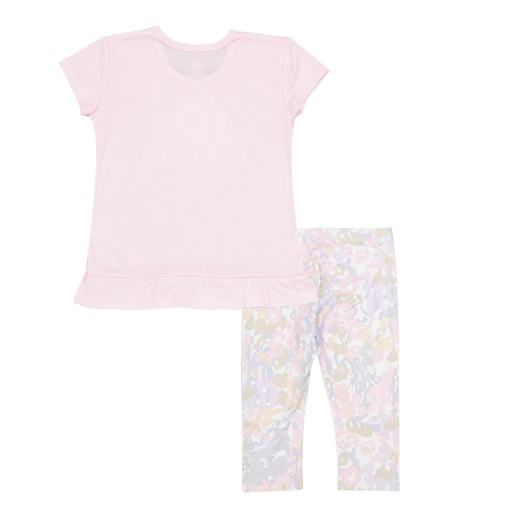 adidas - Girls' (Toddler) Melange T-Shirt & Allover Print Capri Set (GB9070)