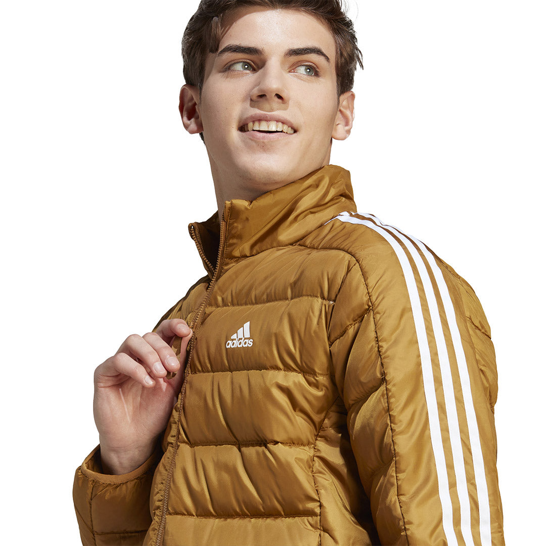 Adidas Men s Essentials 3 Stripes Lite Down Jacket IK3208 Brown L