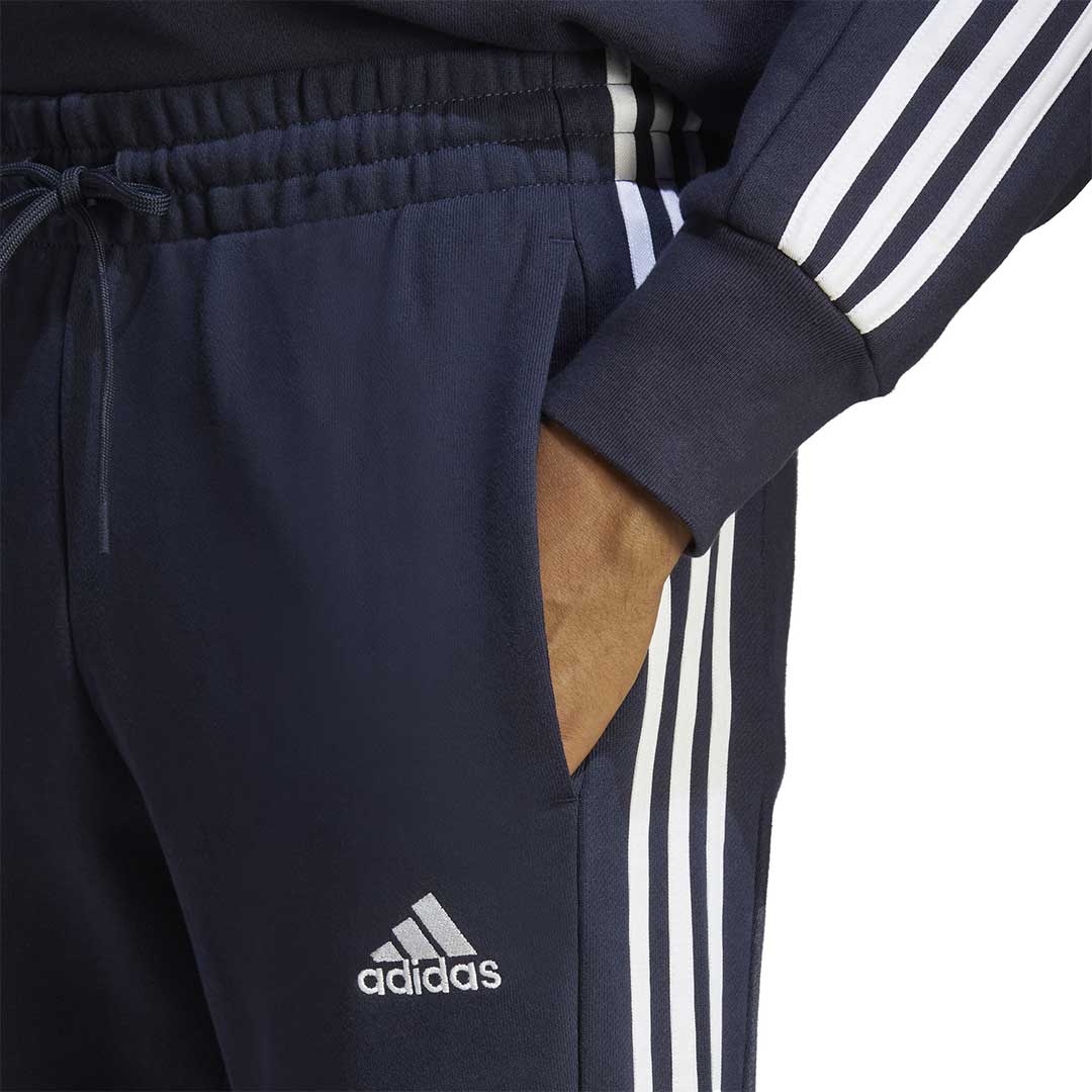 Adidas men's essentials 3 stripe regular fit fleece pants clearance