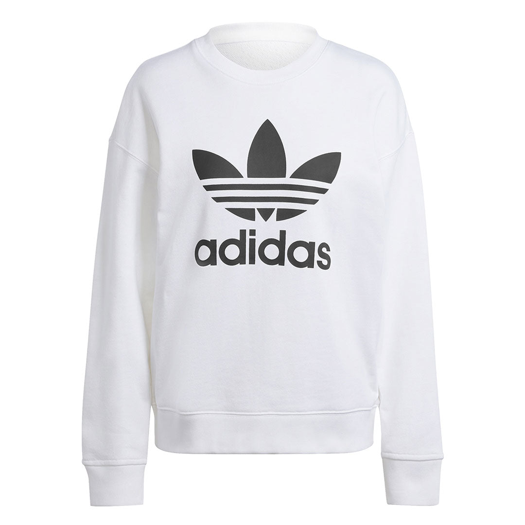 Adidas Women s Adicolor Trefoil Crew Sweatshirt IK6476 Wht Blk M