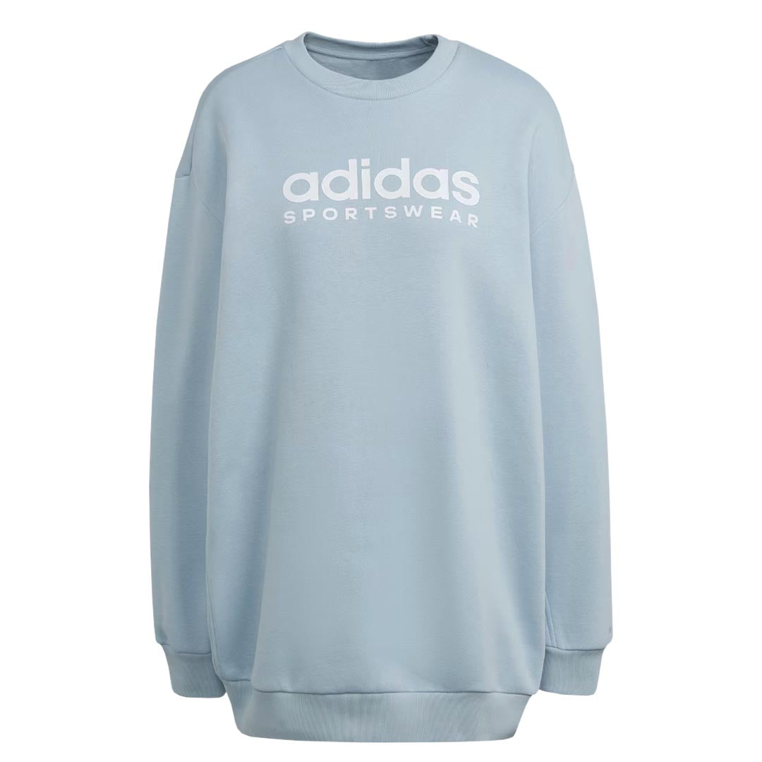 Adidas Women s All Season Fleece Graphic Sweatshirt IL3248 Lt.Blu Wht XS