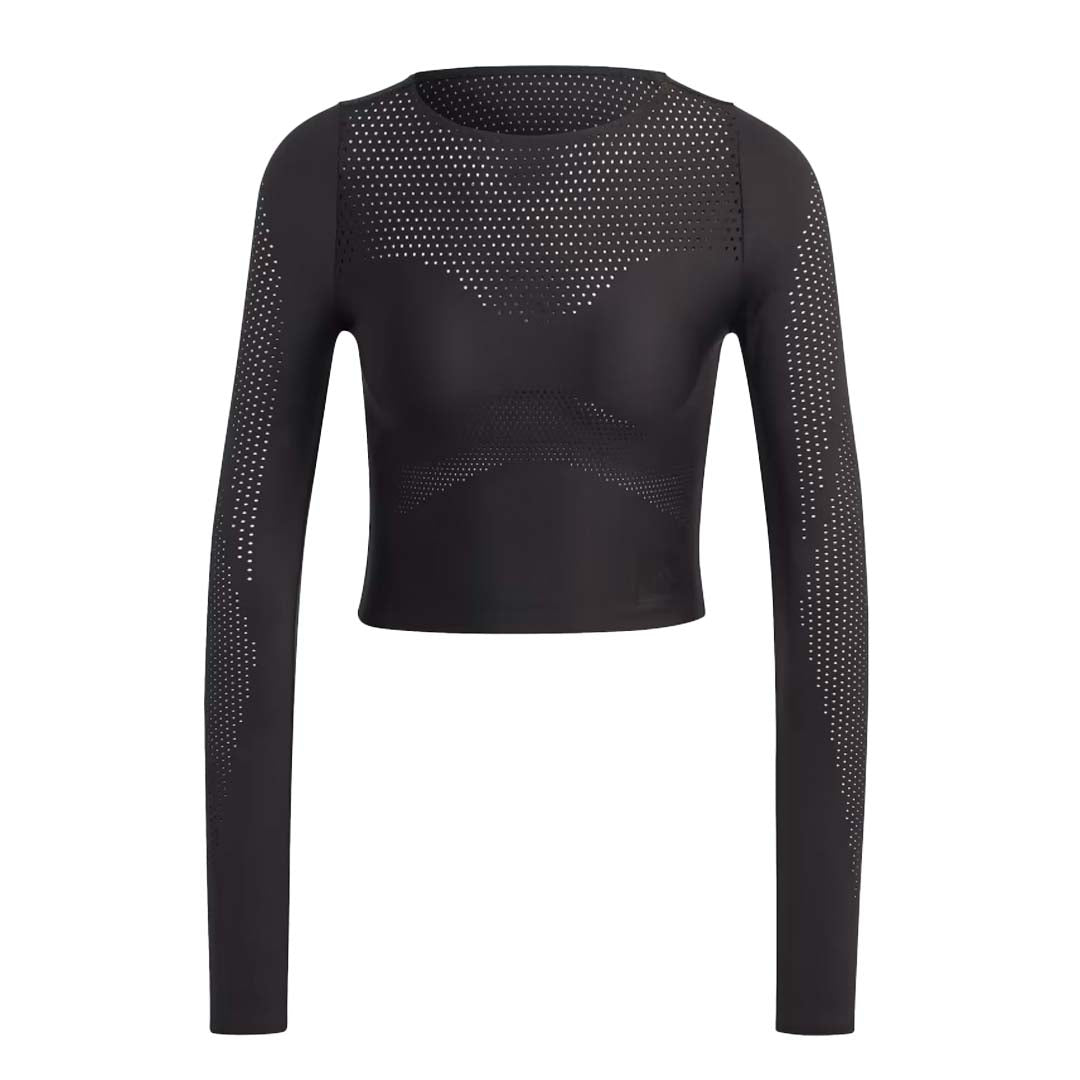 Adidas Women s Cropped Long Sleeve T Shirt HS8110 Black XS