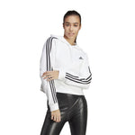 adidas - Sweat à capuche court Essentials 3 bandes en molleton pour femme (IC9912)