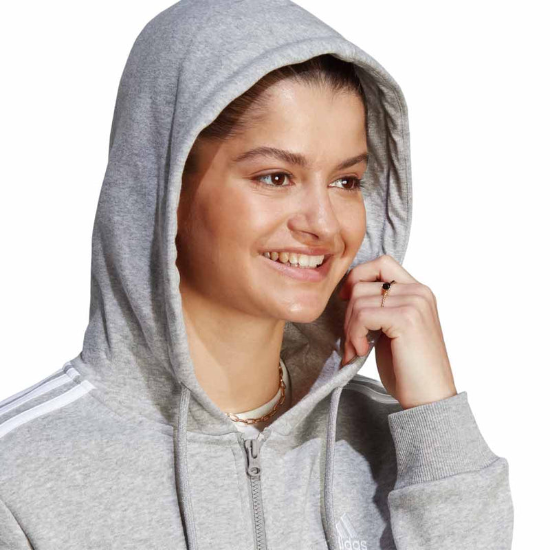 adidas - Sweat à capuche zippé en polaire Essentials 3 bandes pour femme (IM0236)