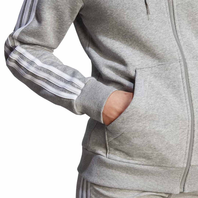 adidas - Sweat à capuche zippé en polaire Essentials 3 bandes pour femme (IM0236)