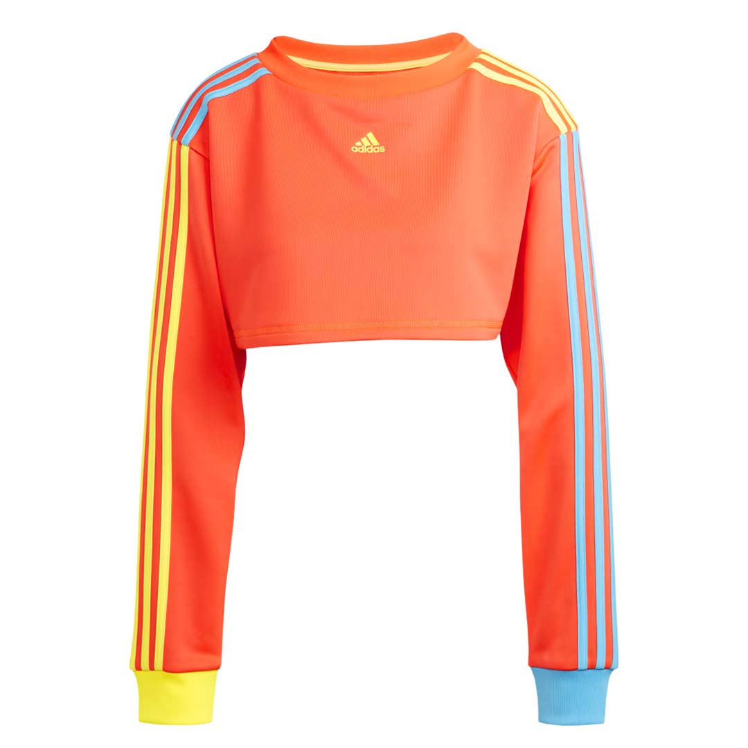 Adidas Women s Kidcore Cropped Sweatshirt IK7067 Org Ylw Blu XS