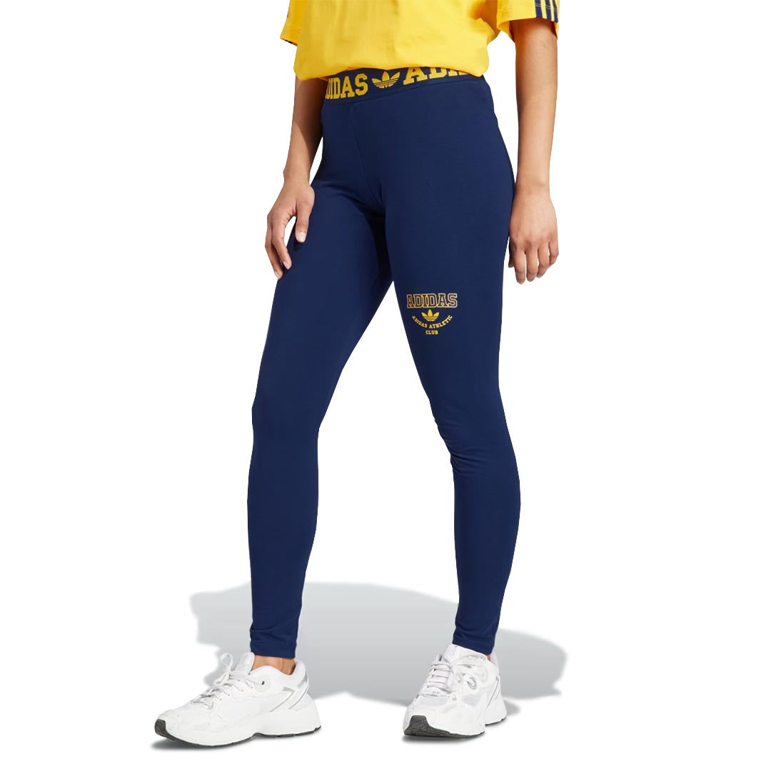 Adidas Women s Logo Waistband Tights IL2418 Nvy Ylw XS