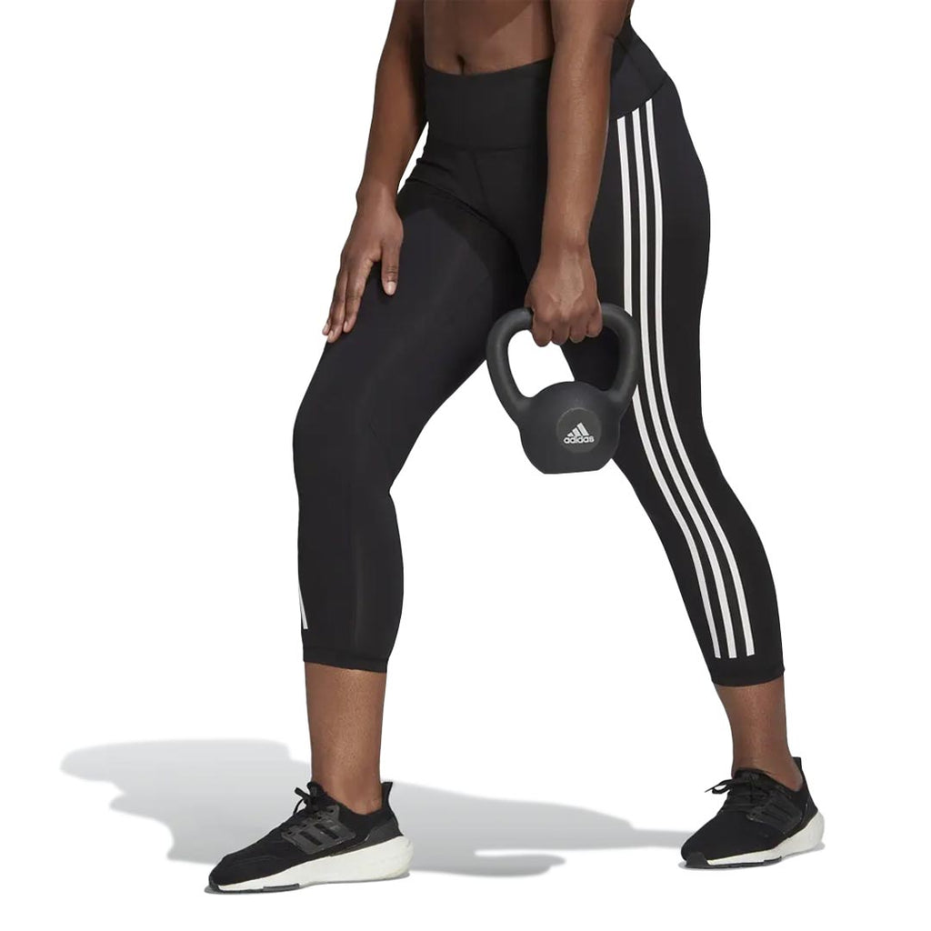 adidas - Women's Optime Trainicons 3-Stripes 7/8 Leggings (Plus Size) (H64212)