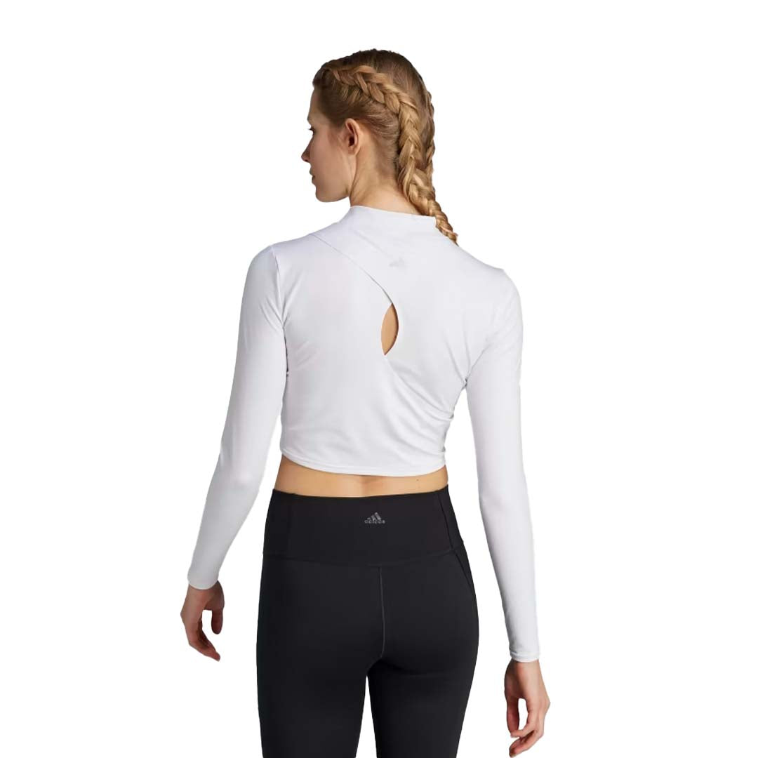 Adidas Women s Yoga Studio Long Sleeve T Shirt HY9239 White XL