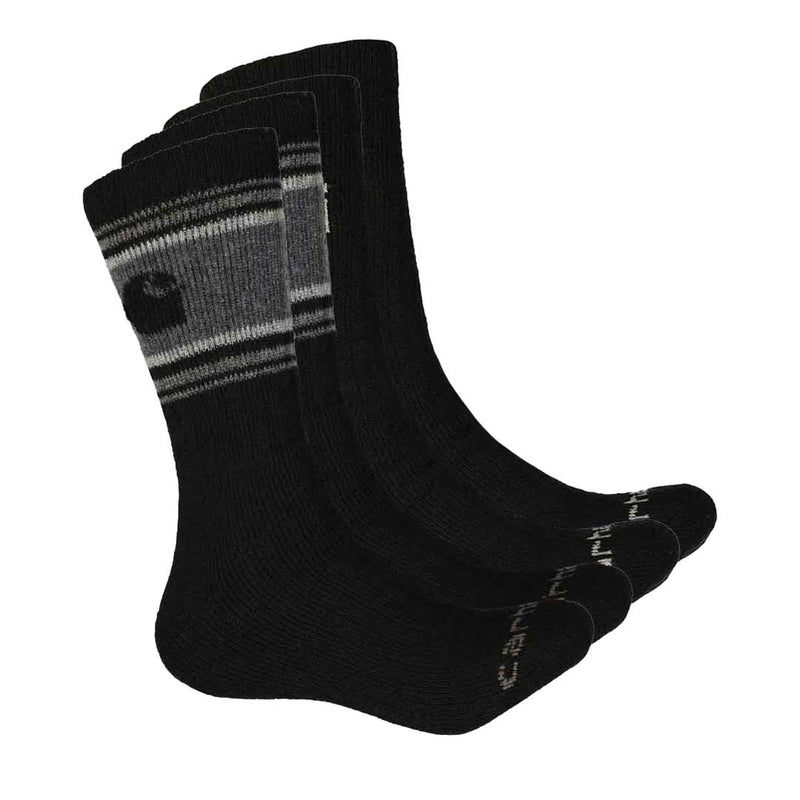 Carhartt - Lot de 4 paires de chaussettes mi-mollet en laine mélangée pour homme (CHMA0206C4 NOIR)