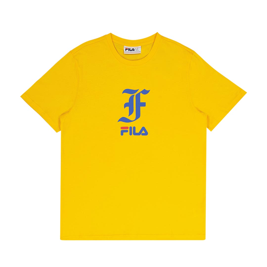Yellow fila shirt mens sales