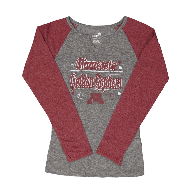 T-shirt à manches longues pour filles (junior) des Golden Gophers du Minnesota (K547FLX 39N)