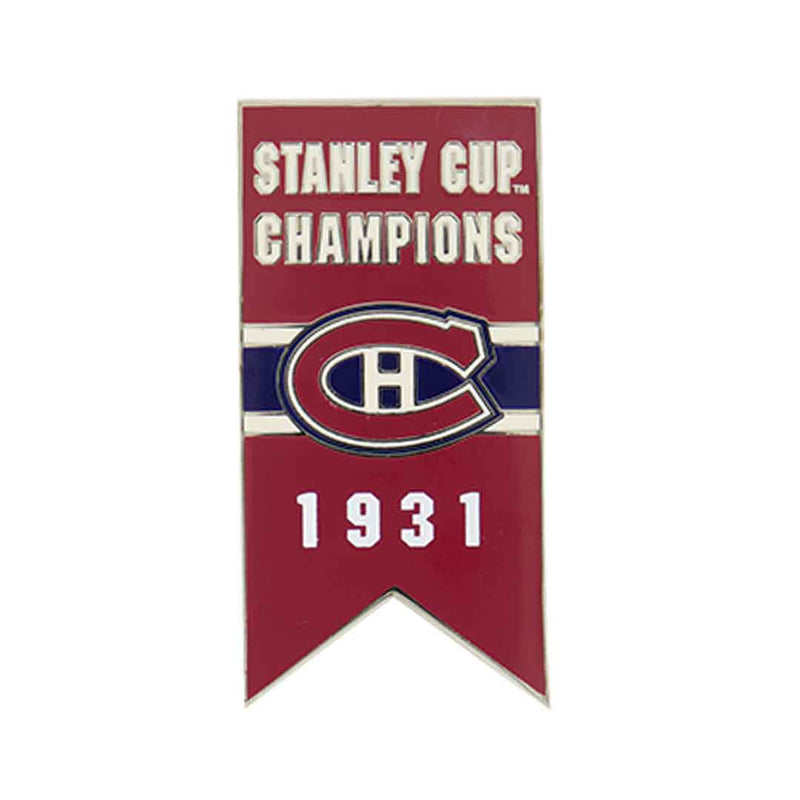 LNH - Épinglette de bannière de la Coupe Stanley des Canadiens de Montréal 1931 à dos collant (CDNSCC31S)